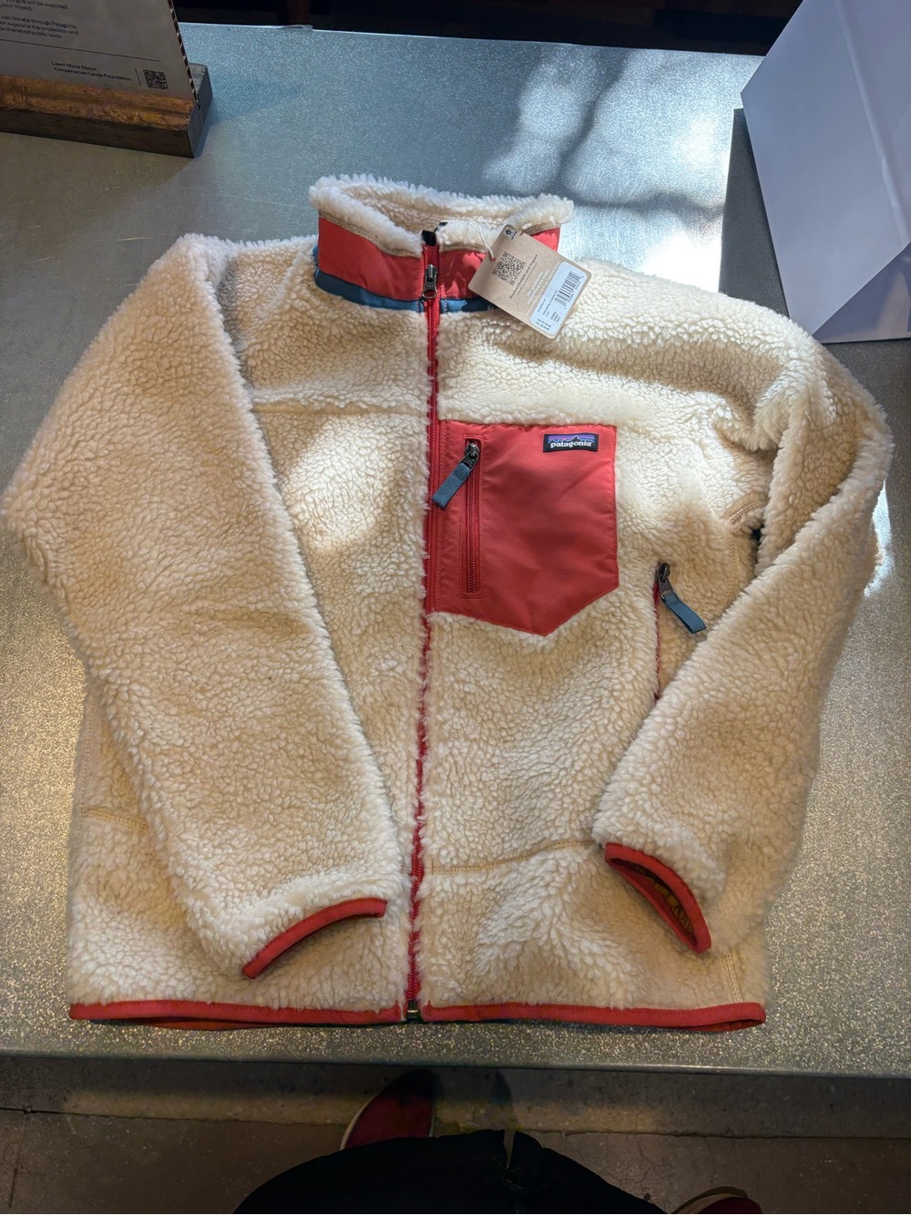 Patagonia Kids Retro- X Jacket Dark Natural with Sumac Red